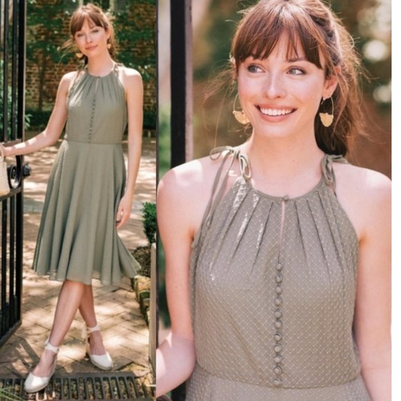$188 NWT GAL MEETS GLAM Olive Fit & flare dress - Picture 9 of 10